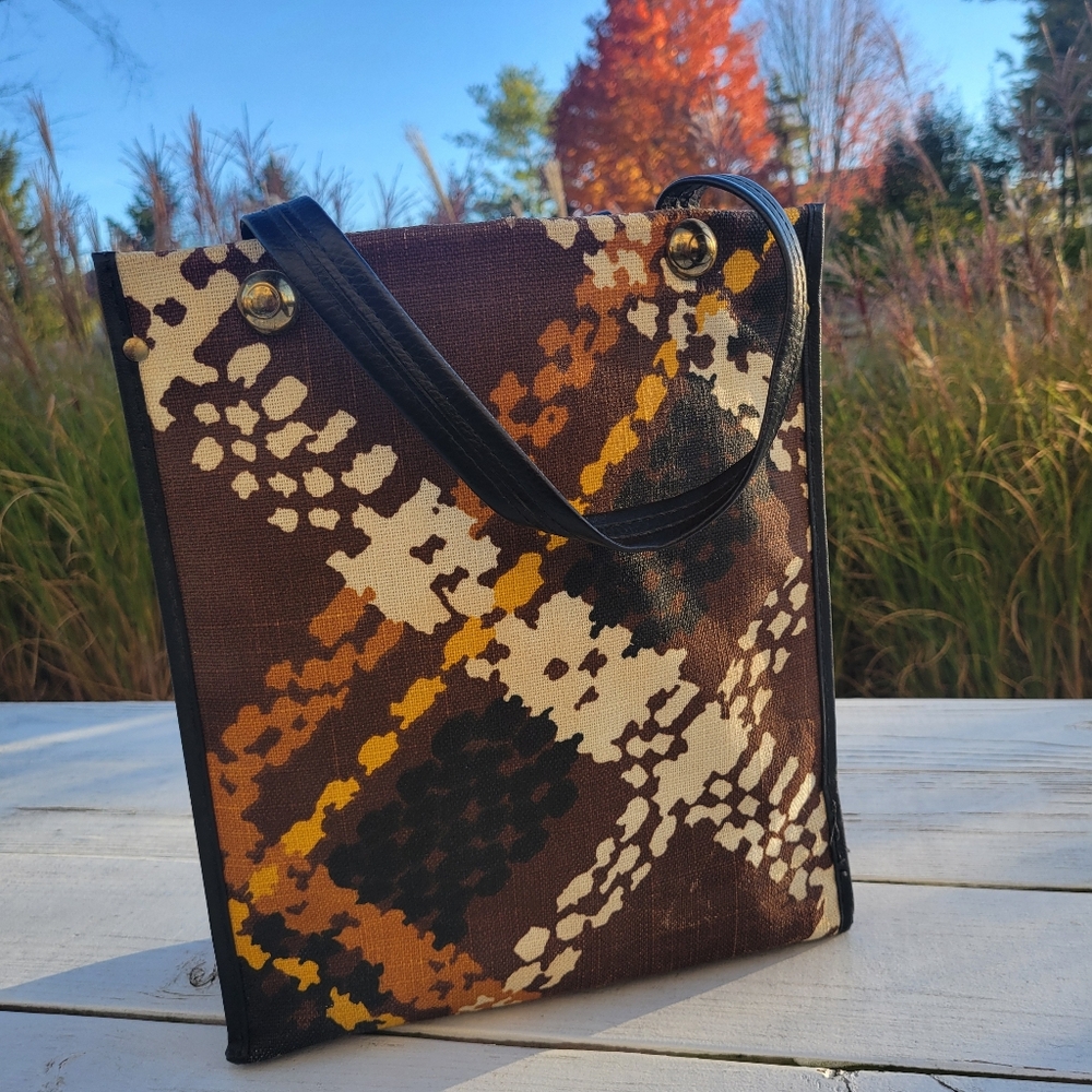 Vintage Tapestry Look Canvas Tote ~ Hippie ~  Boho ~ 1970s ~ Western